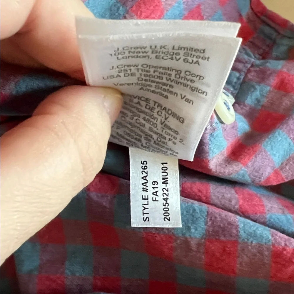 JCrew Classic Fit Stretch Button Down Shirt Red/Blue Plaid Size Small